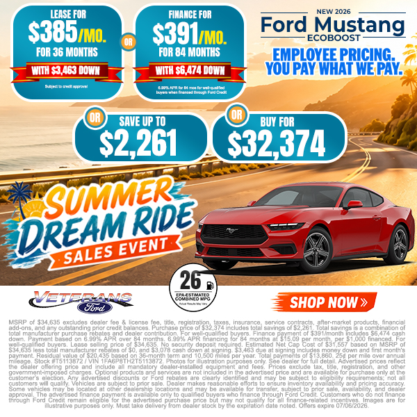 Special offer on 2026 Ford Mustang 2026 Ford Mustang EcoBoost